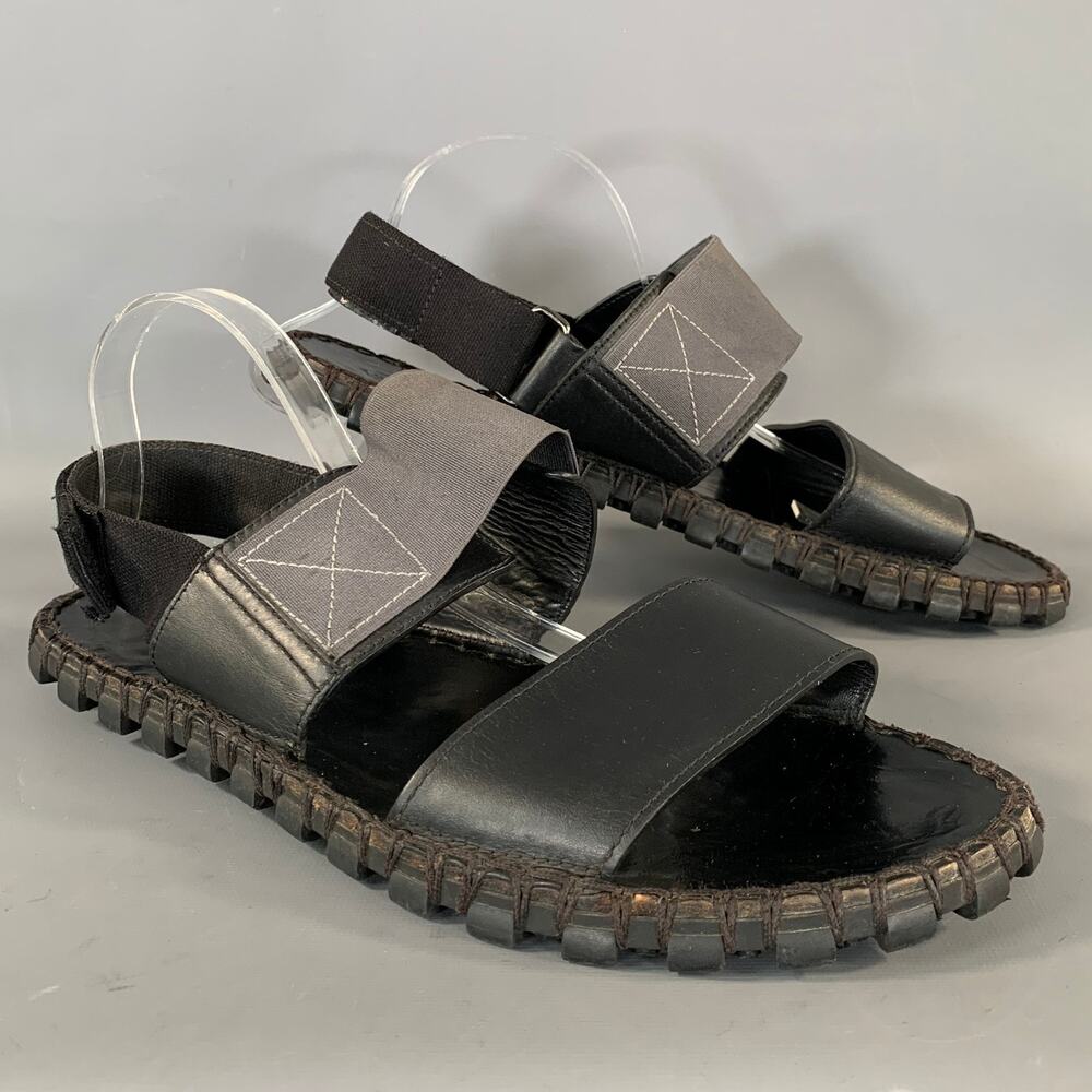 VALENTINO GARAVANI SS2015 Size 13 Black TL946Y2 Leather Strap Sandals